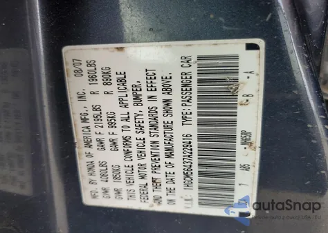 2007 Honda Accord Lx из США, поврежденный, VIN 1HGCM56437A229416